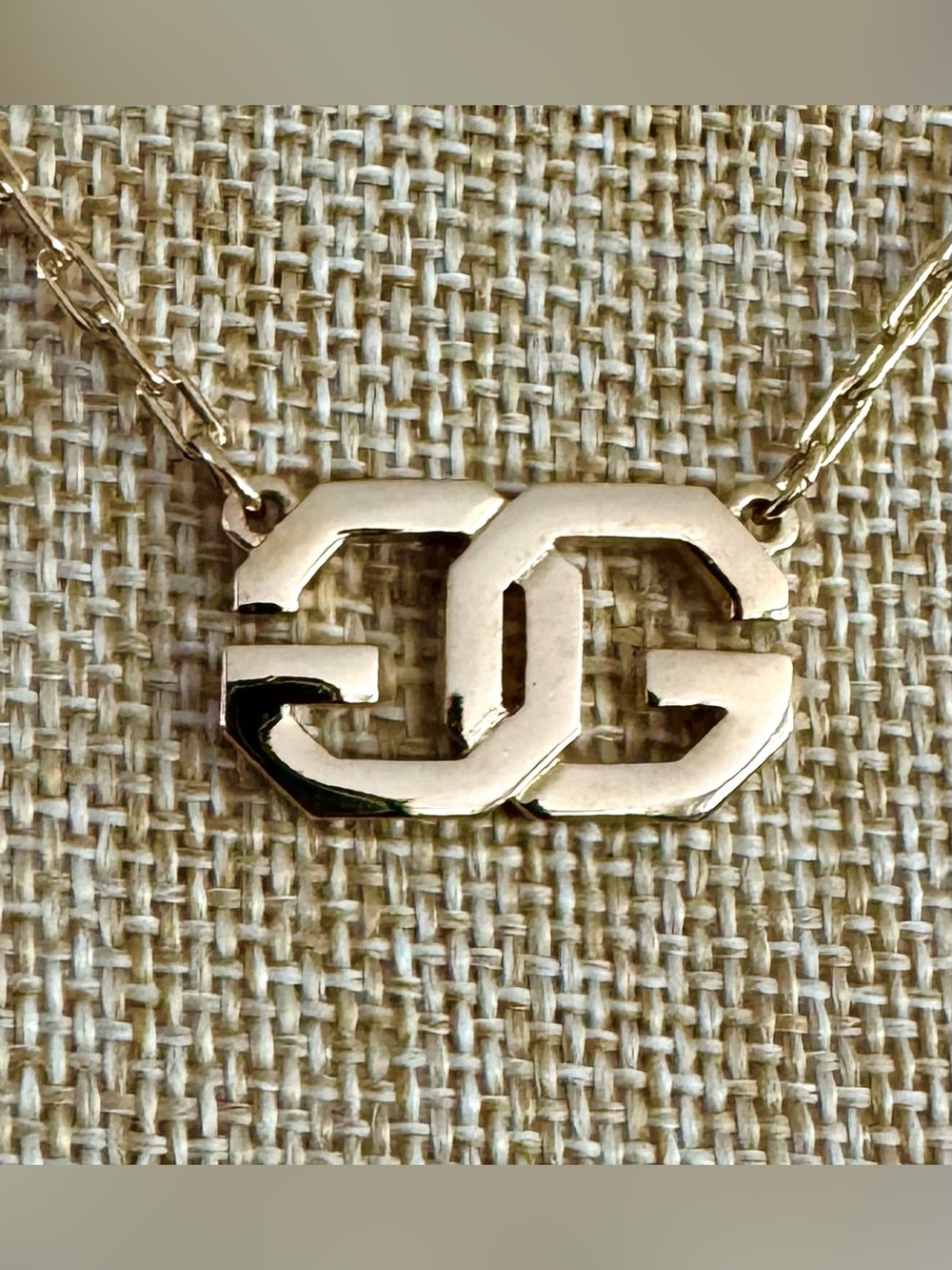 GIVENCHY Vintage GG Logo Gold Tone Pendant Necklace Signed
